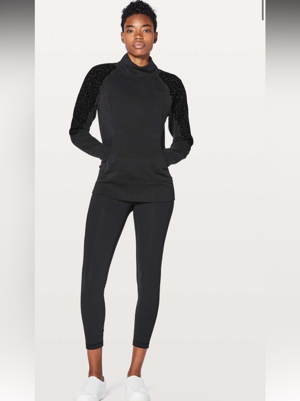 25. Lululemon $118 Floral Flock Pullover Black 8